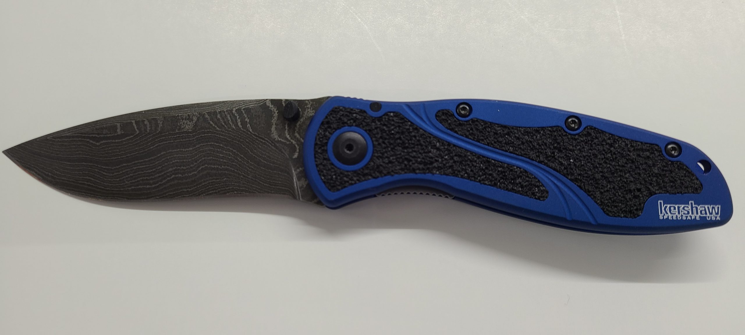Kershaw, Blur Linerlock A/O Navy Blue, Damascus Blade