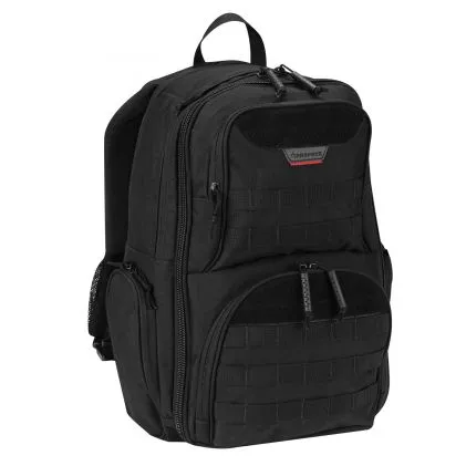 Propper black expandable backpack, storage, internal and external organization options, padded straps.
